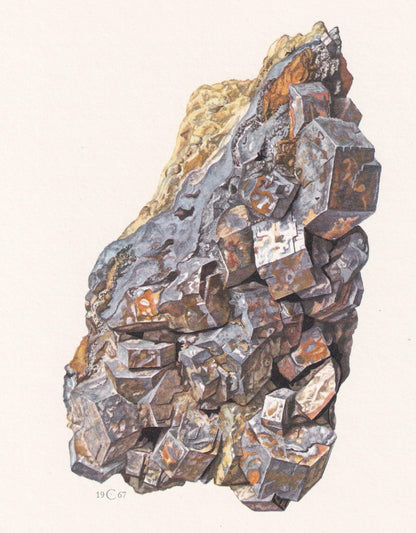 1968 GALENA Print - Mineral Wall Art Gift - Mineralogy Decor - Precious Stones - Vintage Rock Art - Element - 7.5 x 10.6 Inch