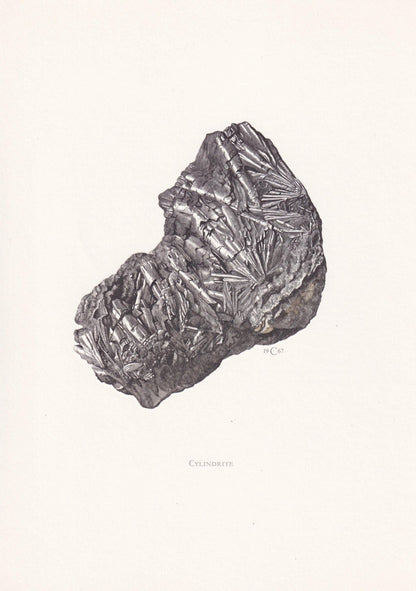 1968 CYLINDRITE Print - Mineral Wall Art Gift - Mineralogy Decor - Precious Stones - Vintage Rock Art - Element - 7.5 x 10.6 