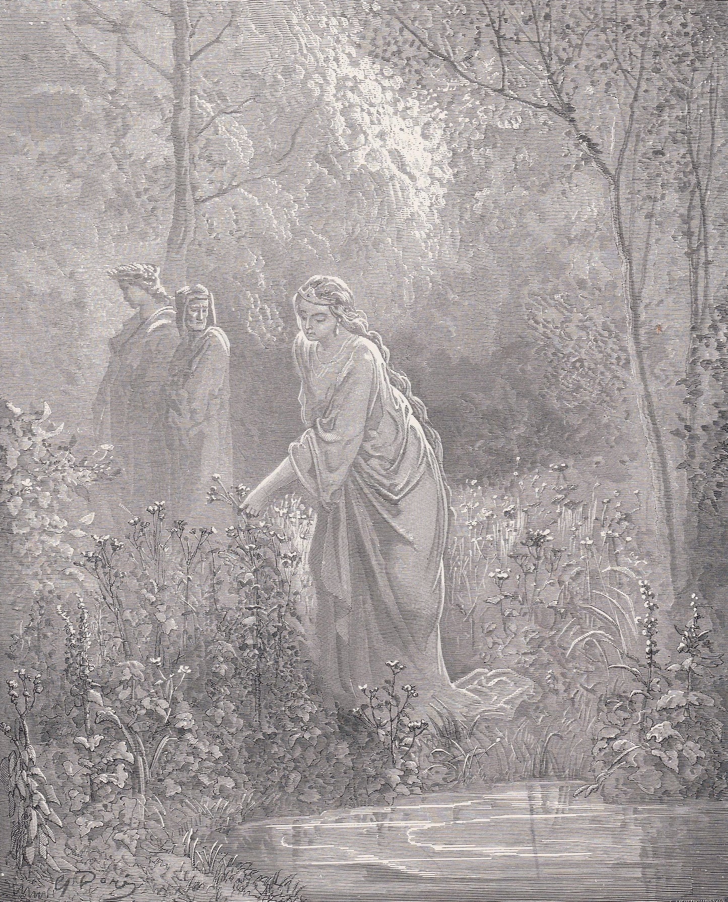 1870 GUSTAVE DORE Print - "Dante's Vision of Leah" - Dore Wall Art - Antique Dore Engraving - 8.5 x 12.2 Inches