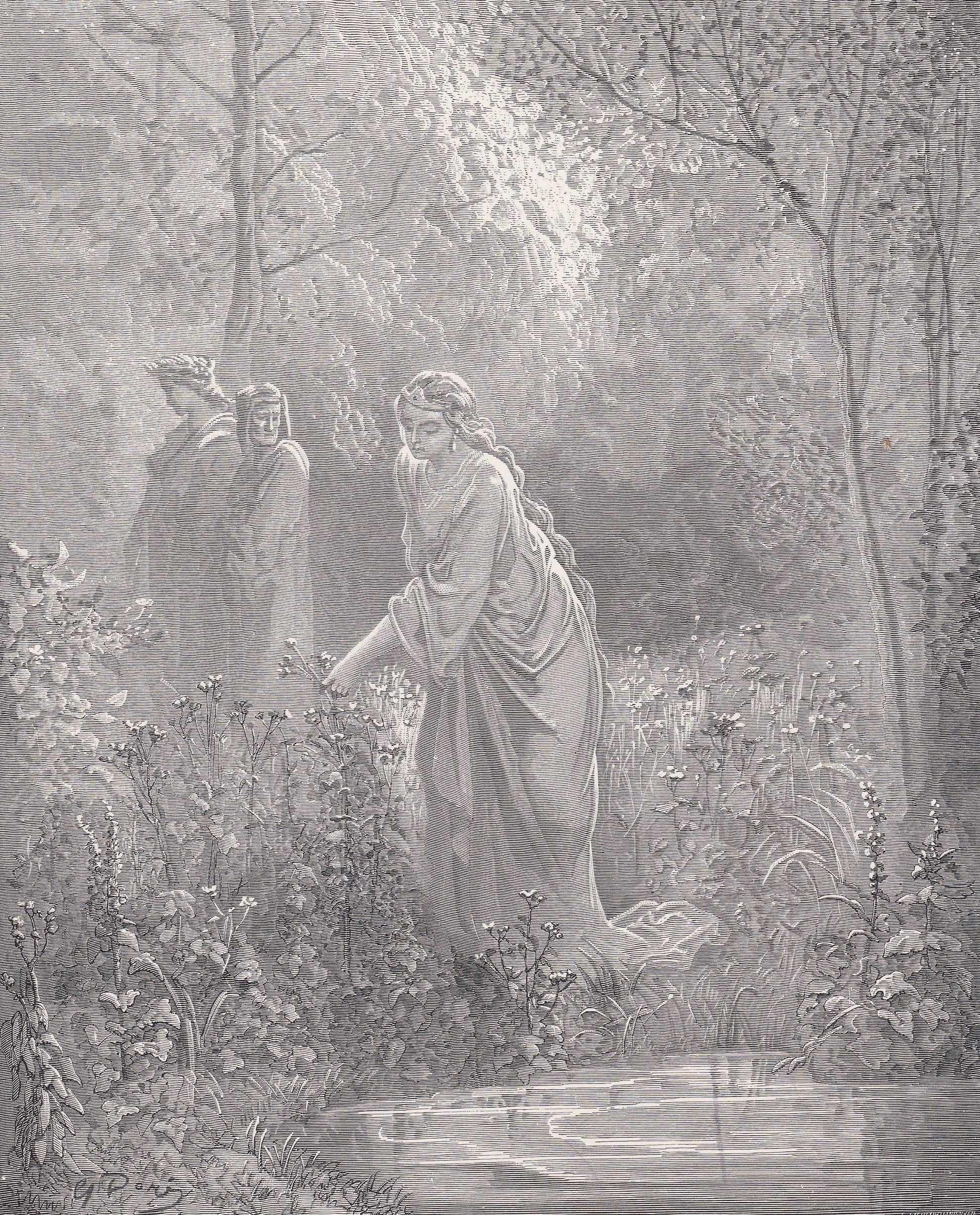 1870 GUSTAVE DORE Print - "Dante's Vision of Leah" - Dore Wall Art - Antique Dore Engraving - 8.5 x 12.2 Inches