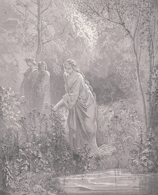 1870 GUSTAVE DORE Print - "Dante's Vision of Leah" - Dore Wall Art - Antique Dore Engraving - 8.5 x 12.2 Inches