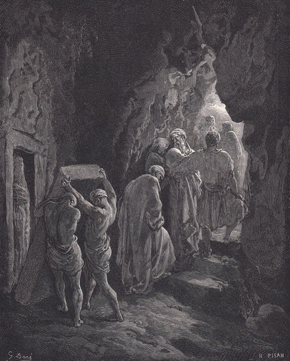 1870 GUSTAVE DORE Print - "The Burial of Sarah" - Dore Wall Art - Antique Dore Engraving - 8.5 x 12.2 Inches
