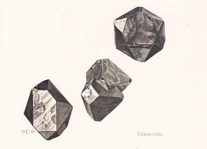 1968 COBALTINE Print - Mineral Wall Art Gift - Mineralogy Decor - Precious Stones - Vintage Rock Art - Element - 7.5 x 10.6 Inches