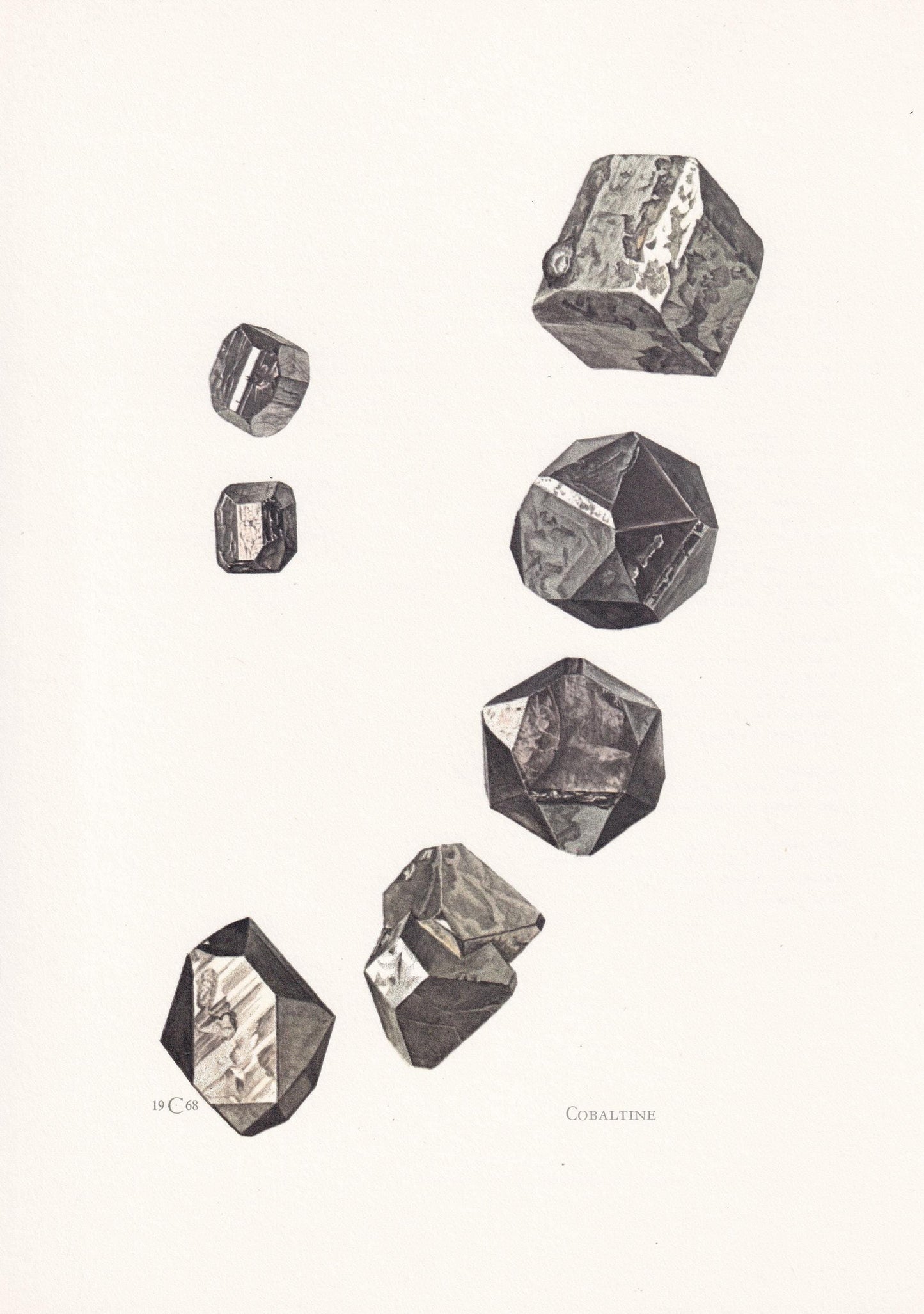 1968 COBALTINE Print - Mineral Wall Art Gift - Mineralogy Decor - Precious Stones - Vintage Rock Art - Element - 7.5 x 10.6 Inches