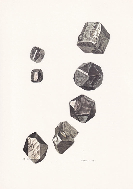 1968 COBALTINE Print - Mineral Wall Art Gift - Mineralogy Decor - Precious Stones - Vintage Rock Art - Element - 7.5 x 10.6 Inches