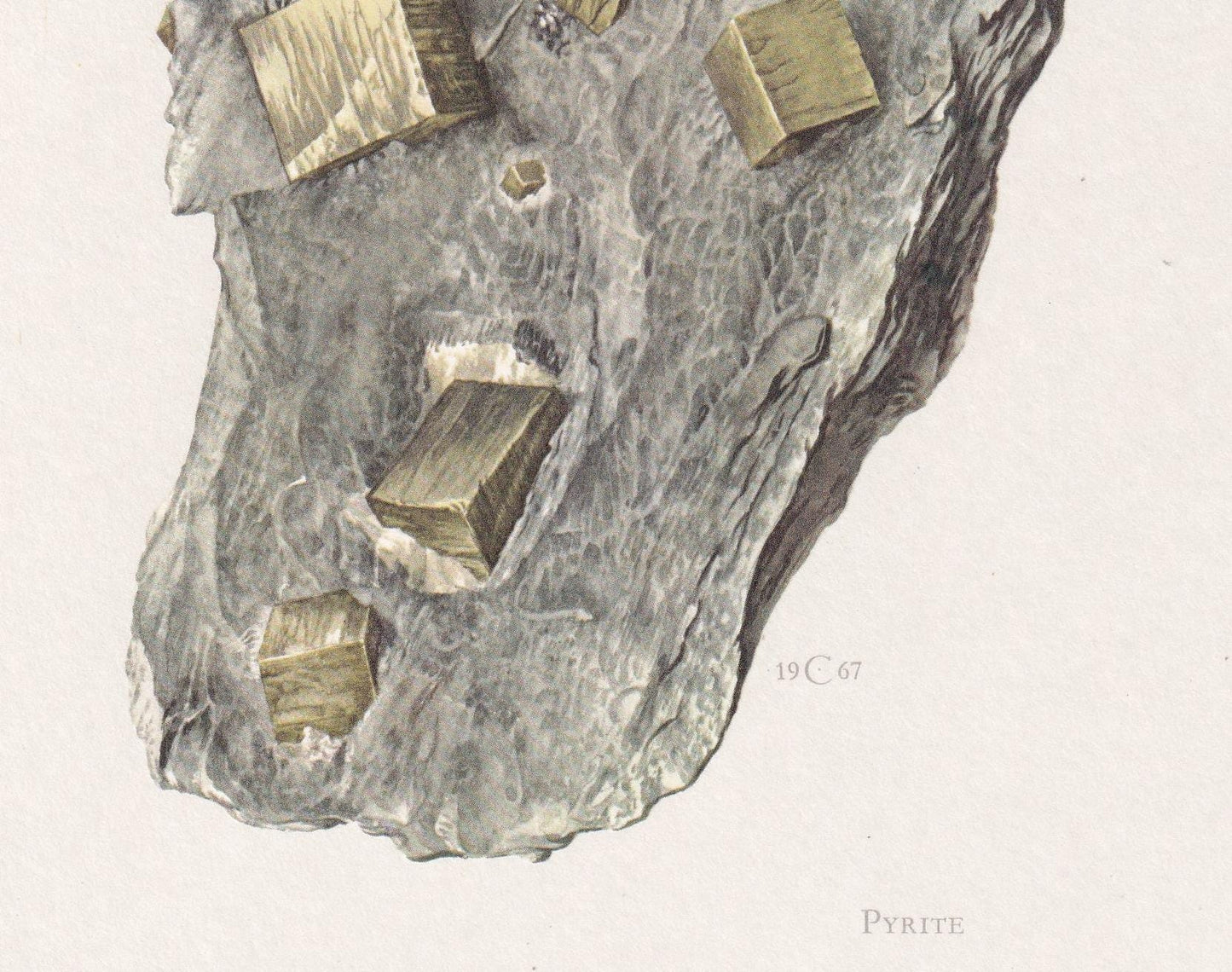 1968 PYRITE Print - Mineral Wall Art Gift - Mineralogy Decor - Precious Stones - Vintage Rock Art - Element - 7.5 x 10.6 Inches