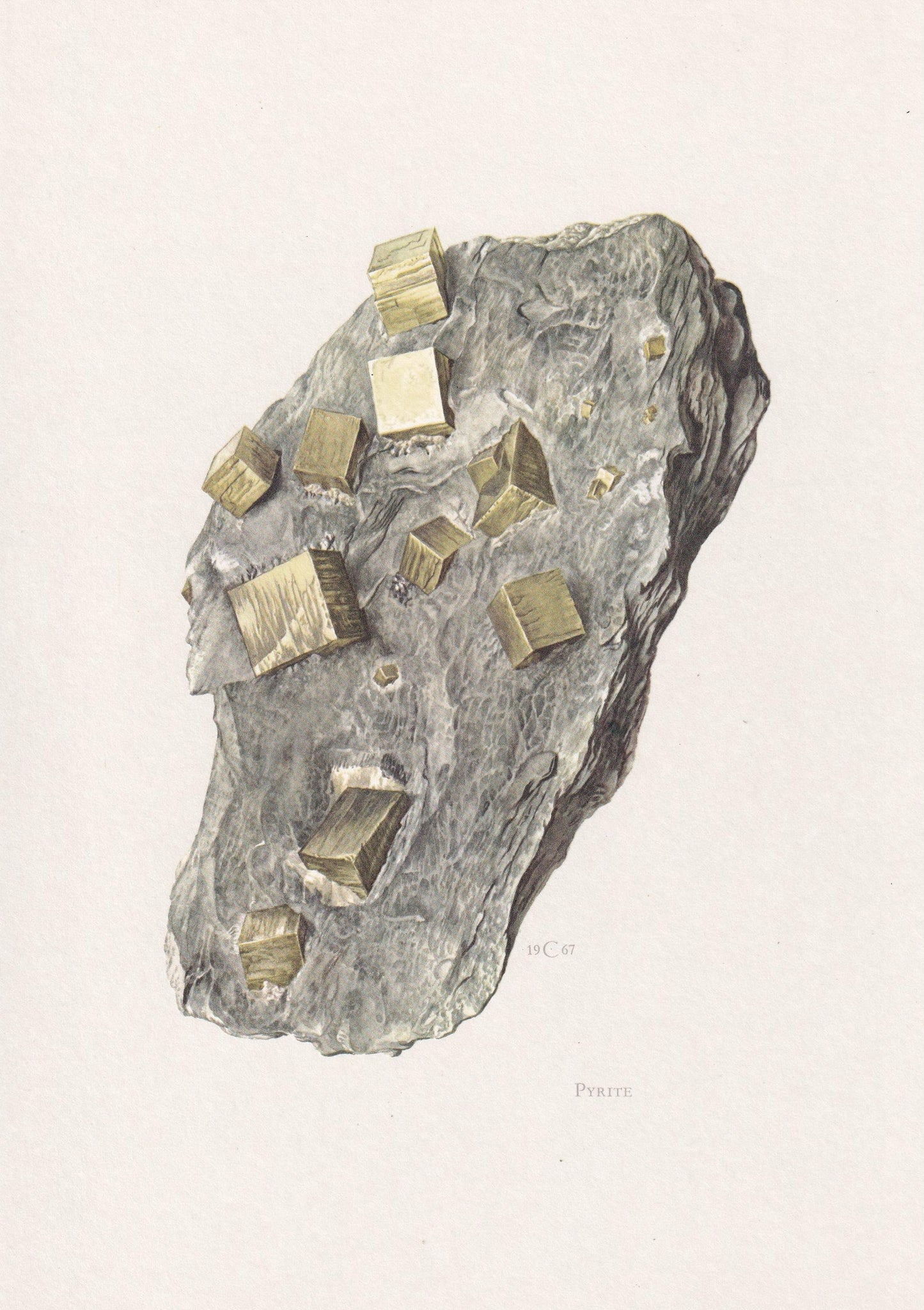 1968 PYRITE Print - Mineral Wall Art Gift - Mineralogy Decor - Precious Stones - Vintage Rock Art - Element - 7.5 x 10.6 Inches