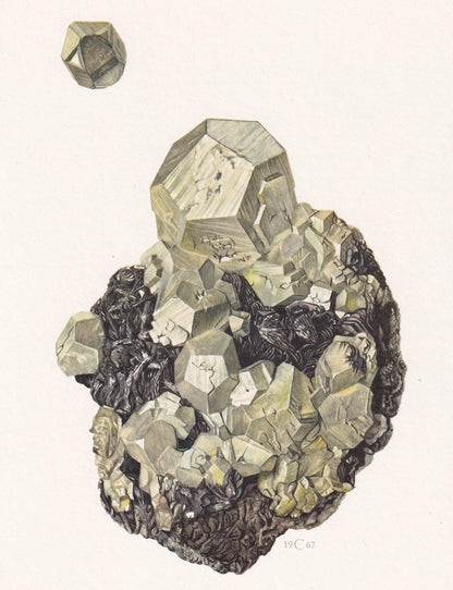 1968 PYRITE Print - Mineral Wall Art Gift - Mineralogy Decor - Precious Stones - Vintage Rock Art - Element - 7.5 x 10.6 Inch