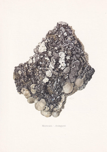 1968 ARSENOPYRITE Print - Mineral Wall Art Gift - Mineralogy Decor - Precious Stones - Vintage Rock Art - Element - 7.5 x 10.6 Inches
