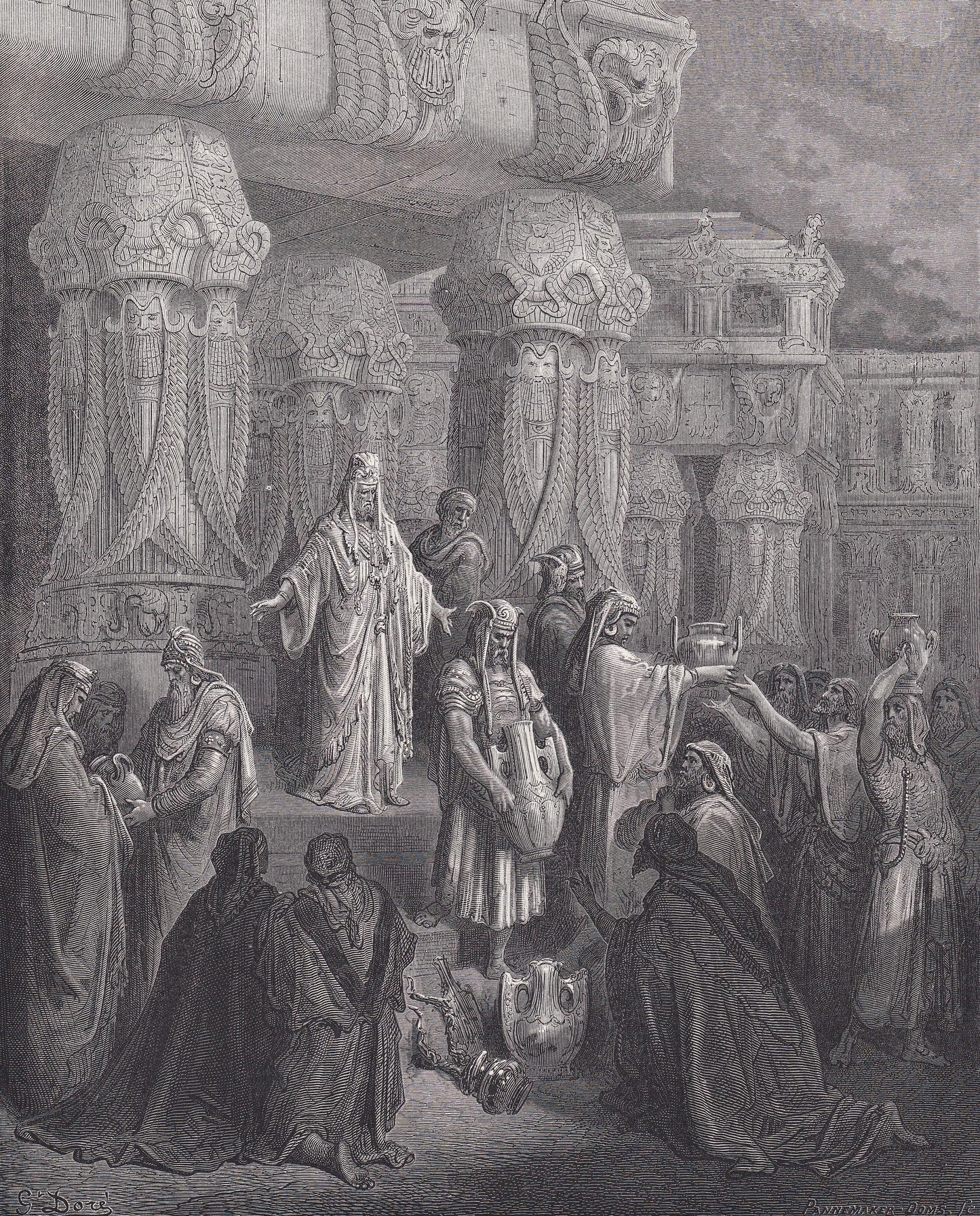 1870 GUSTAVE DORE Print - "Cyrus Restoring the Vessel's of the Temple" - Dore Wall Art - Antique Dore Engraving - 8.5 x 12.2 