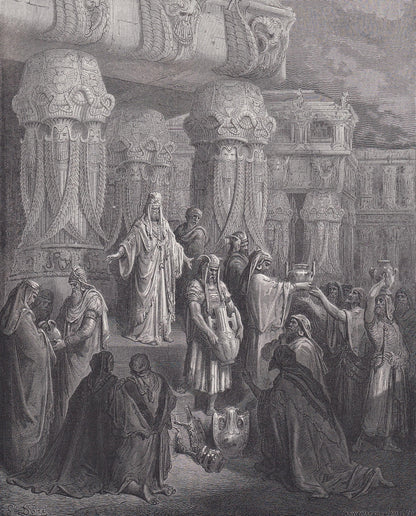 1870 GUSTAVE DORE Print - "Cyrus Restoring the Vessel's of the Temple" - Dore Wall Art - Antique Dore Engraving - 8.5 x 12.2 