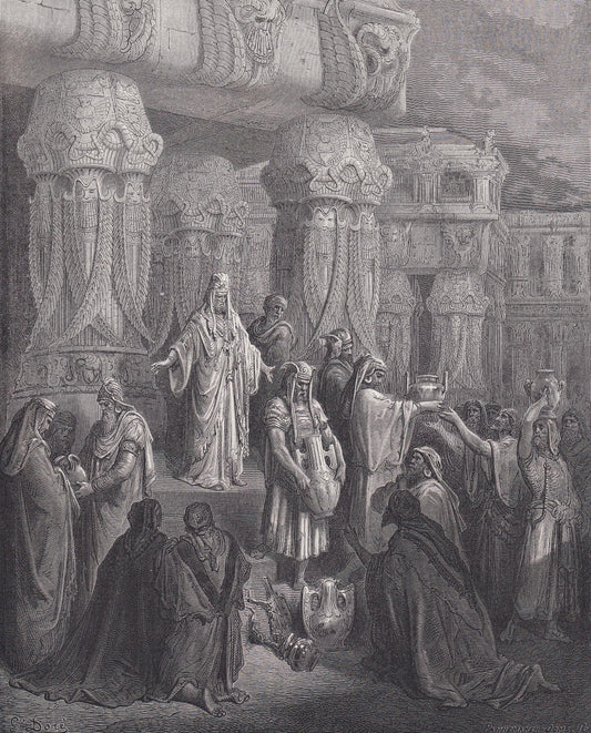 1870 GUSTAVE DORE Print - "Cyrus Restoring the Vessel's of the Temple" - Dore Wall Art - Antique Dore Engraving - 8.5 x 12.2 