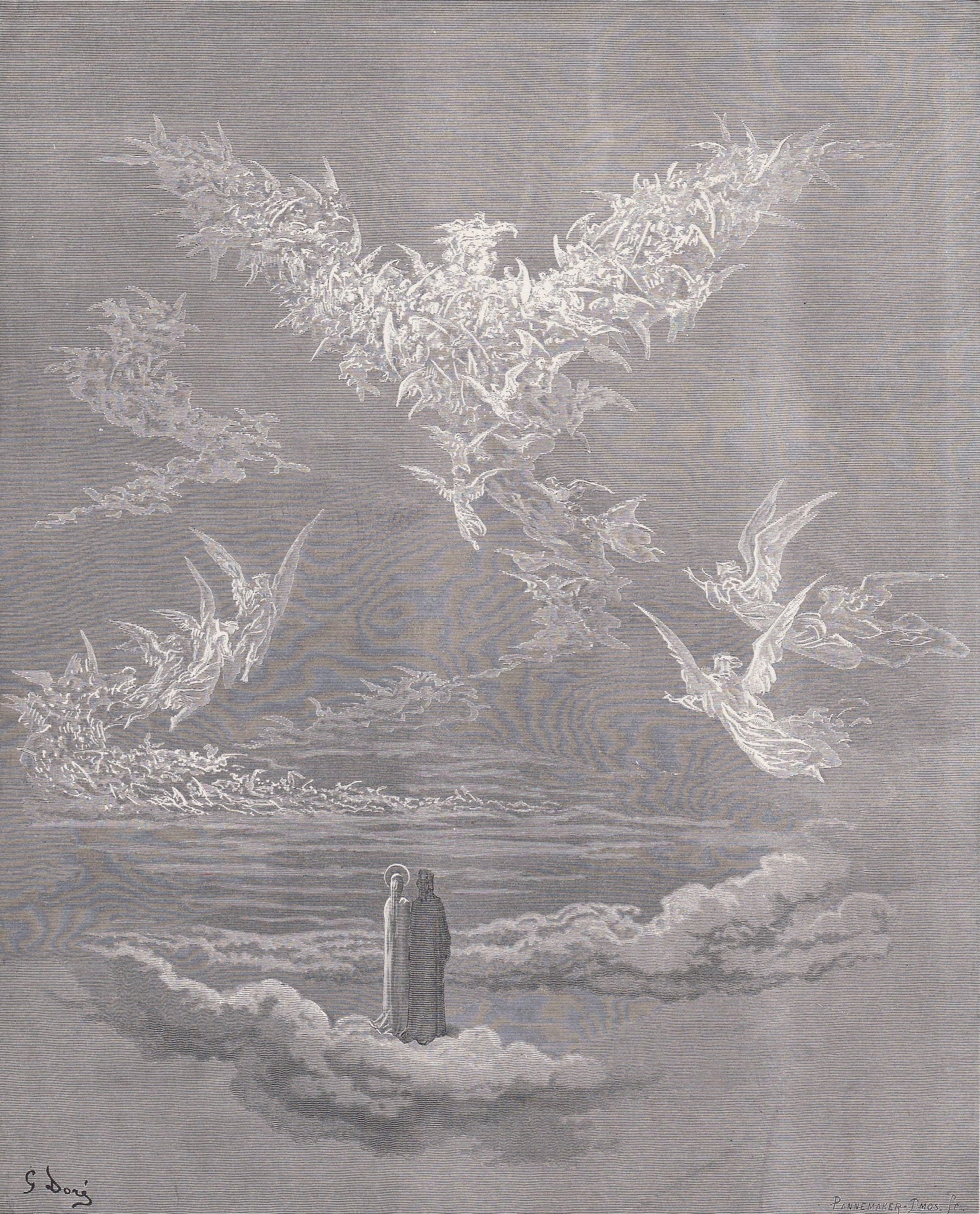 1870 GUSTAVE DORE Print - "The Vision of the Sixth Heaven" - Dore Wall Art - Antique Dore Engraving - 8.5 x 12.8 Inches