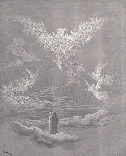 1870 GUSTAVE DORE Print - "The Vision of the Sixth Heaven" - Dore Wall Art - Antique Dore Engraving - 8.5 x 12.8 Inches
