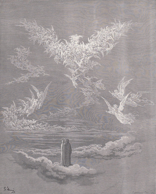 1870 GUSTAVE DORE Print - "The Vision of the Sixth Heaven" - Dore Wall Art - Antique Dore Engraving - 8.5 x 12.8 Inches