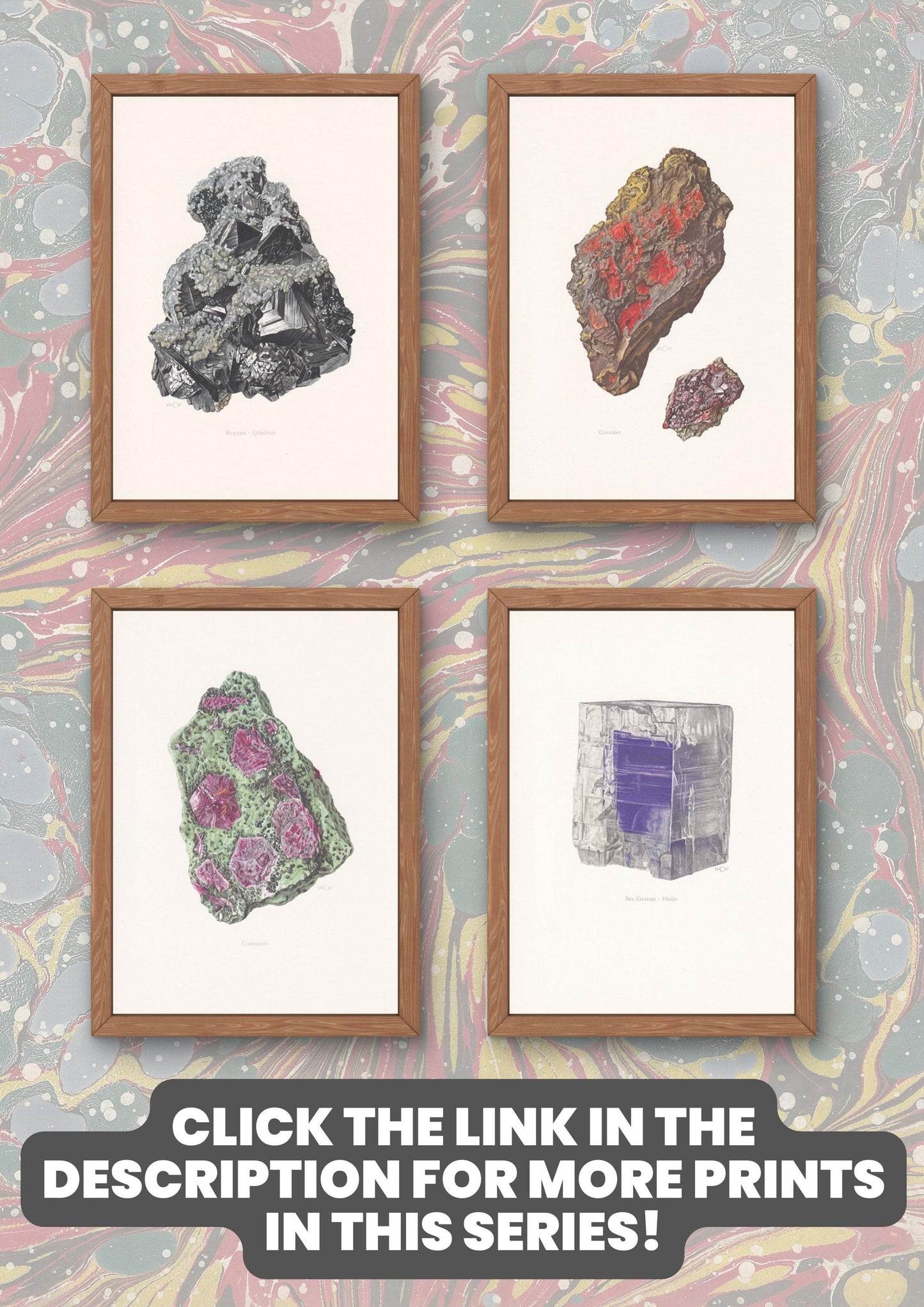 1968 MARCASITE Print - Mineral Wall Art Gift - Mineralogy Decor - Precious Stones - Vintage Rock Art - Element - 7.5 x 10.6 Inches