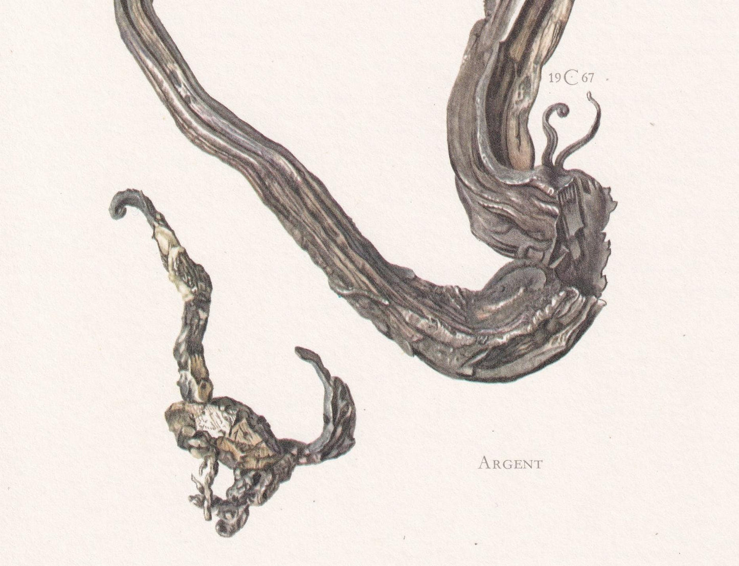 1968 SILVER Print - Mineral Wall Art Gift - Mineralogy Decor - Precious Stones - Vintage Rock Art - Element Print - 7.5 x 10.6 Inches