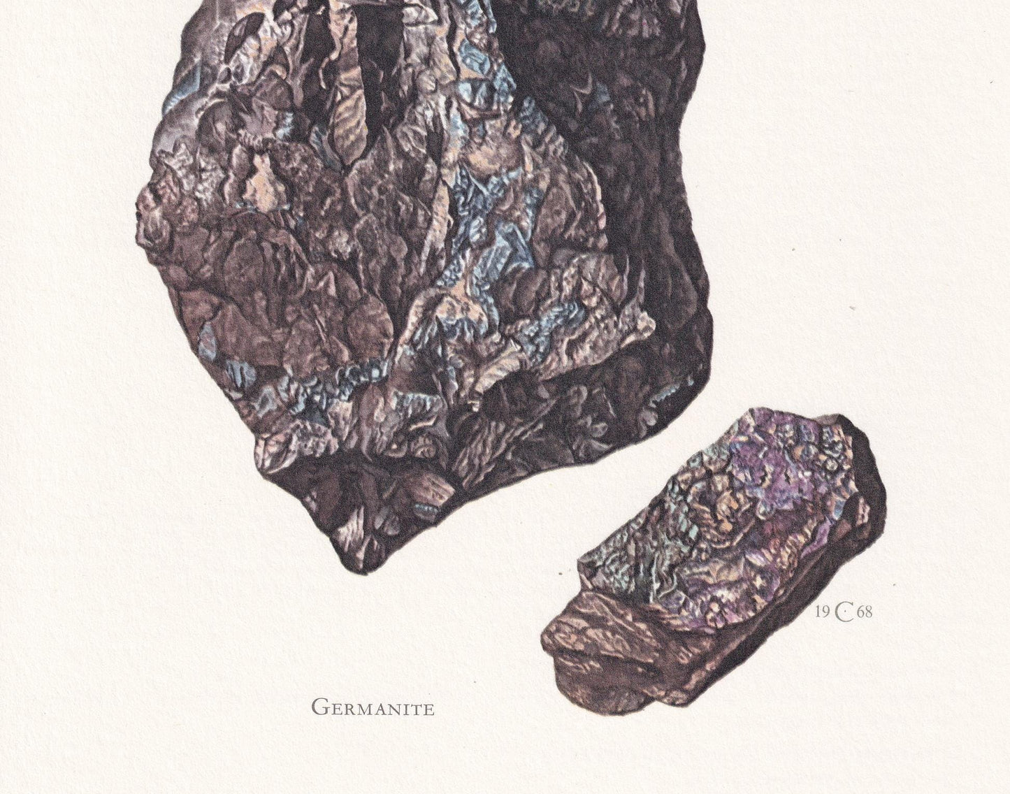 1968 GERMANITE Print - Mineral Wall Art Gift - Mineralogy Decor - Precious Stones - Vintage Rock Art - Element Print - 7.5 x 10.6 Inches