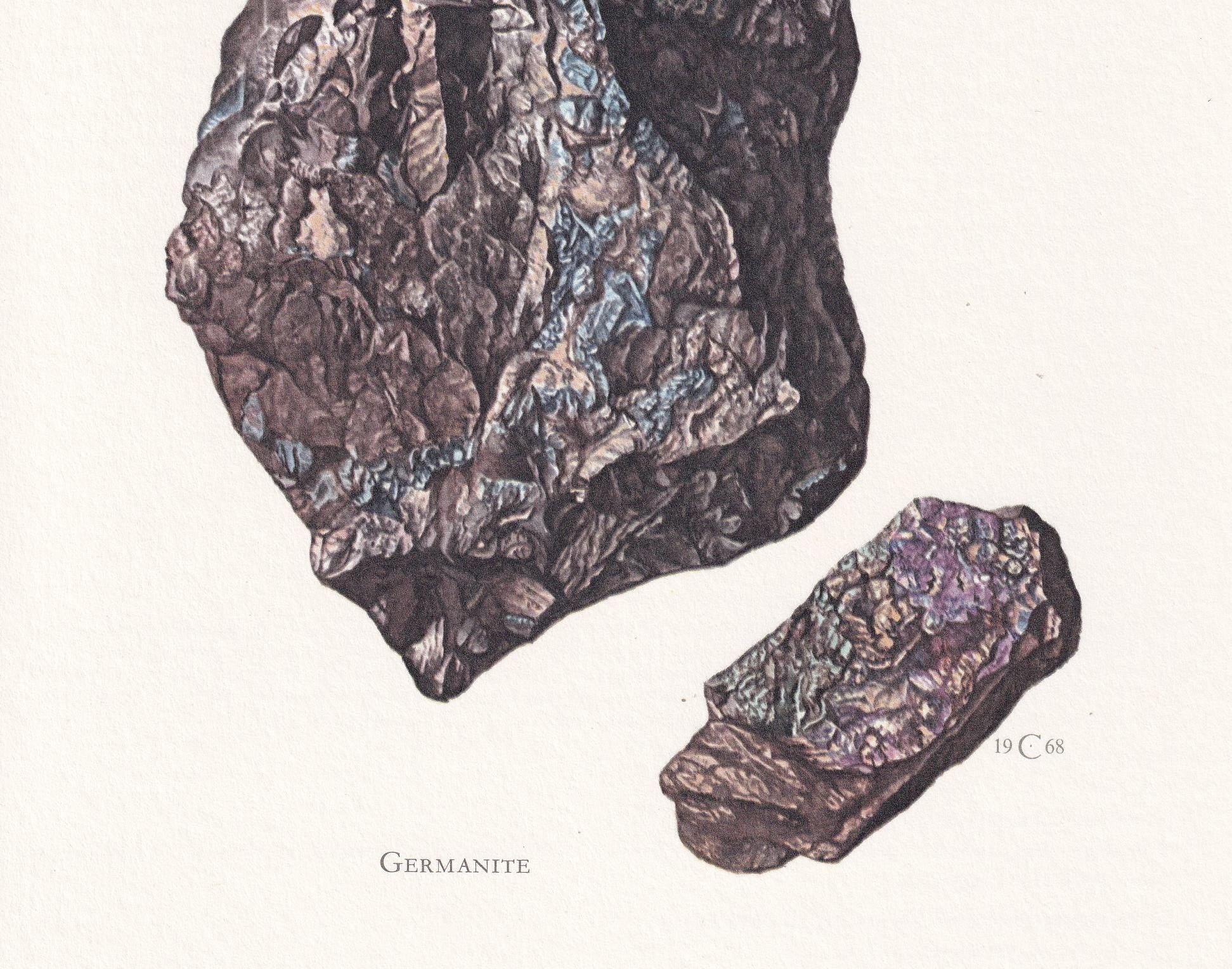 1968 GERMANITE Print - Mineral Wall Art Gift - Mineralogy Decor - Precious Stones - Vintage Rock Art - Element Print - 7.5 x 10.6 Inches