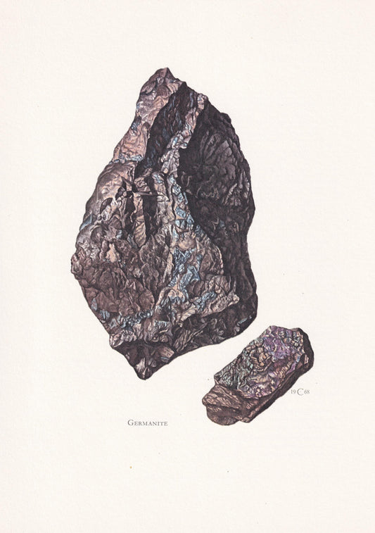 1968 GERMANITE Print - Mineral Wall Art Gift - Mineralogy Decor - Precious Stones - Vintage Rock Art - Element Print - 7.5 x 10.6 Inches