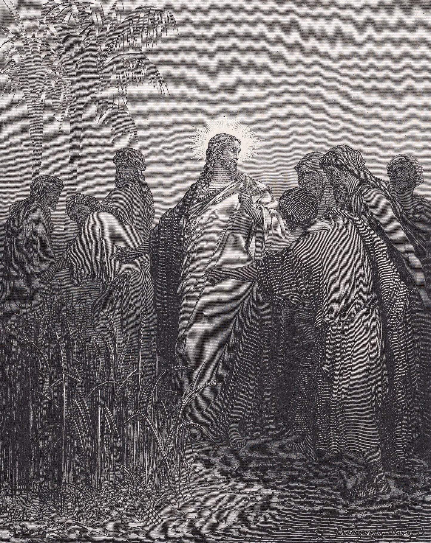 1870 GUSTAVE DORE Print - "Jesus and His Disciples in the Corn Field" - Dore Wall Art - Antique Dore Engraving - 8.5 x 12.2 I