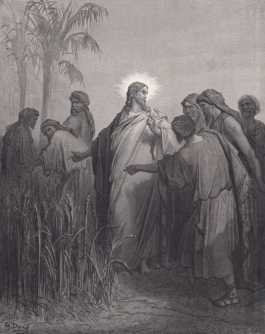 1870 GUSTAVE DORE Print - "Jesus and His Disciples in the Corn Field" - Dore Wall Art - Antique Dore Engraving - 8.5 x 12.2 I