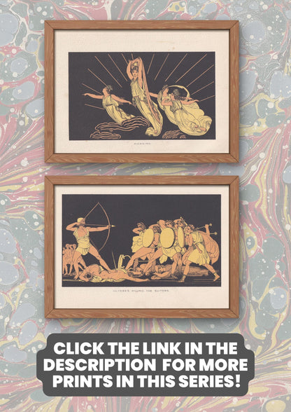 1880 ULYSSES & the CYCLOPS Print - Odysseus - Greek Myths, Homer, the Odyssey - John Flaxman Painting - Ancient Greece - 7.5 x 5 Inches