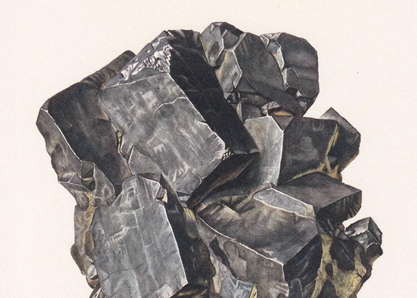 1968 GALENA Print - Mineral Wall Art Gift - Mineralogy Decor - Precious Stones - Vintage Rock Art - Element - 7.5 x 10.6 Inches