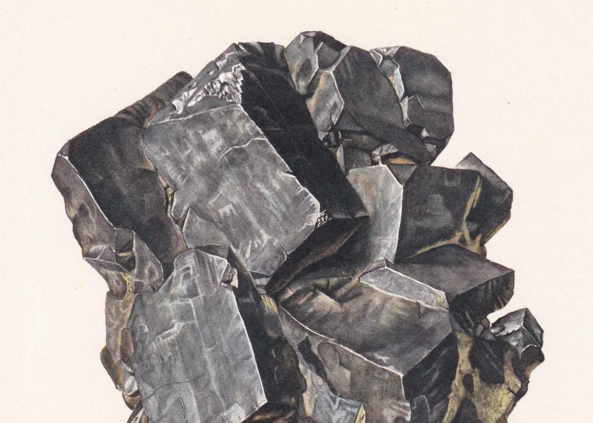 1968 GALENA Print - Mineral Wall Art Gift - Mineralogy Decor - Precious Stones - Vintage Rock Art - Element - 7.5 x 10.6 Inches