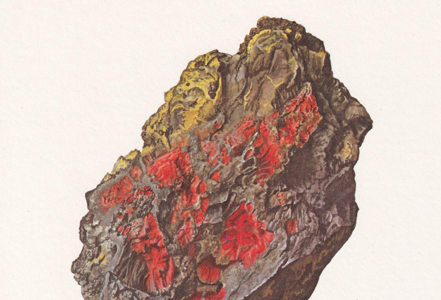 1968 CINNABAR Print - Mineral Wall Art Gift - Mineralogy Decor - Precious Stones - Vintage Rock Art - Element - 7.5 x 10.6 Inches