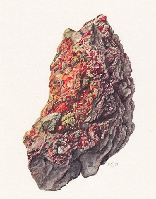 1968 LORANDITE Print - Mineral Wall Art Gift - Mineralogy Decor - Precious Stones - Vintage Rock Art - Element - 7.5 x 10.6 I