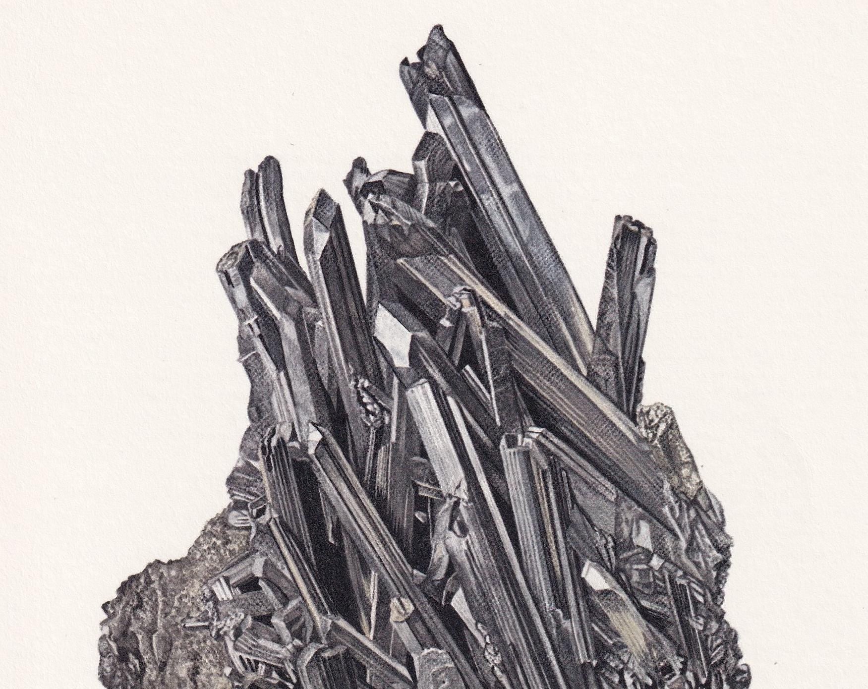 1968 STIBINE Print - Mineral Wall Art Gift - Mineralogy Decor - Precious Stones - Vintage Rock Art - Element - 7.5 x 10.6 Inches