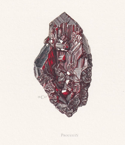 1968 PROUSTITE Print - Mineral Wall Art Gift - Mineralogy Decor - Precious Stones - Vintage Rock Art - Element - 7.5 x 10.6 I