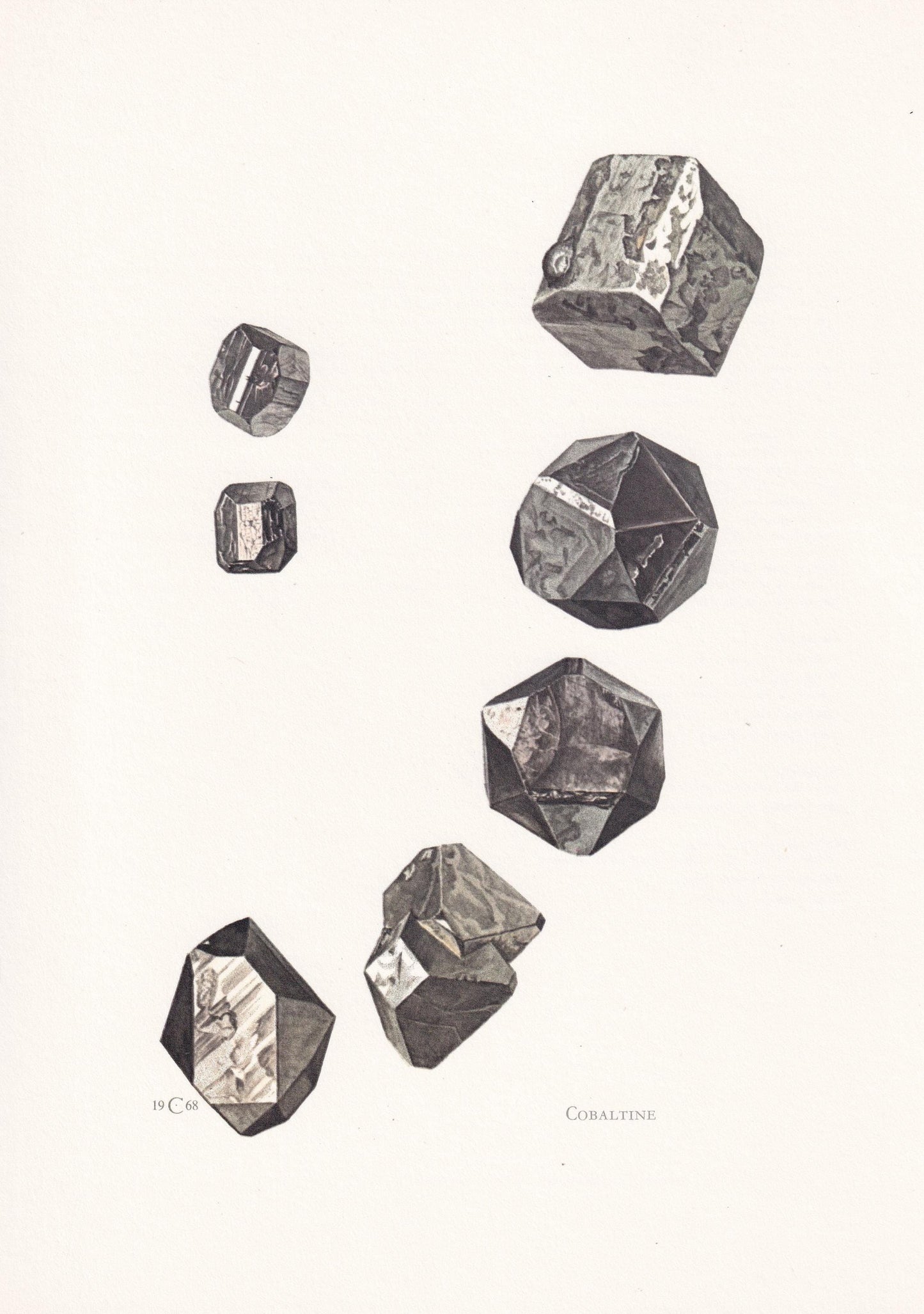 1968 COBALTINE Print - Mineral Wall Art Gift - Mineralogy Decor - Precious Stones - Vintage Rock Art - Element - 7.5 x 10.6 Inches