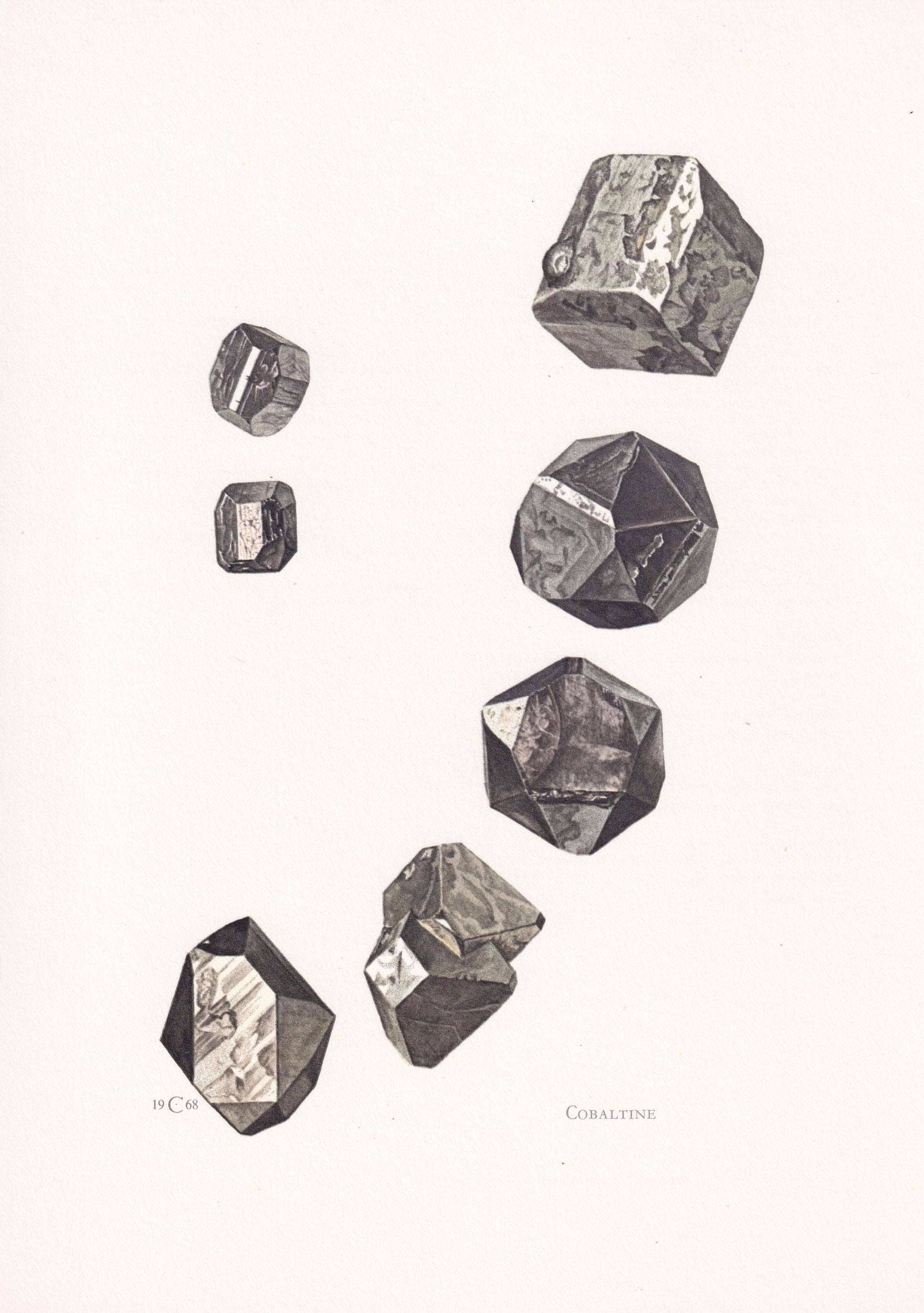 1968 COBALTINE Print - Mineral Wall Art Gift - Mineralogy Decor - Precious Stones - Vintage Rock Art - Element - 7.5 x 10.6 Inches