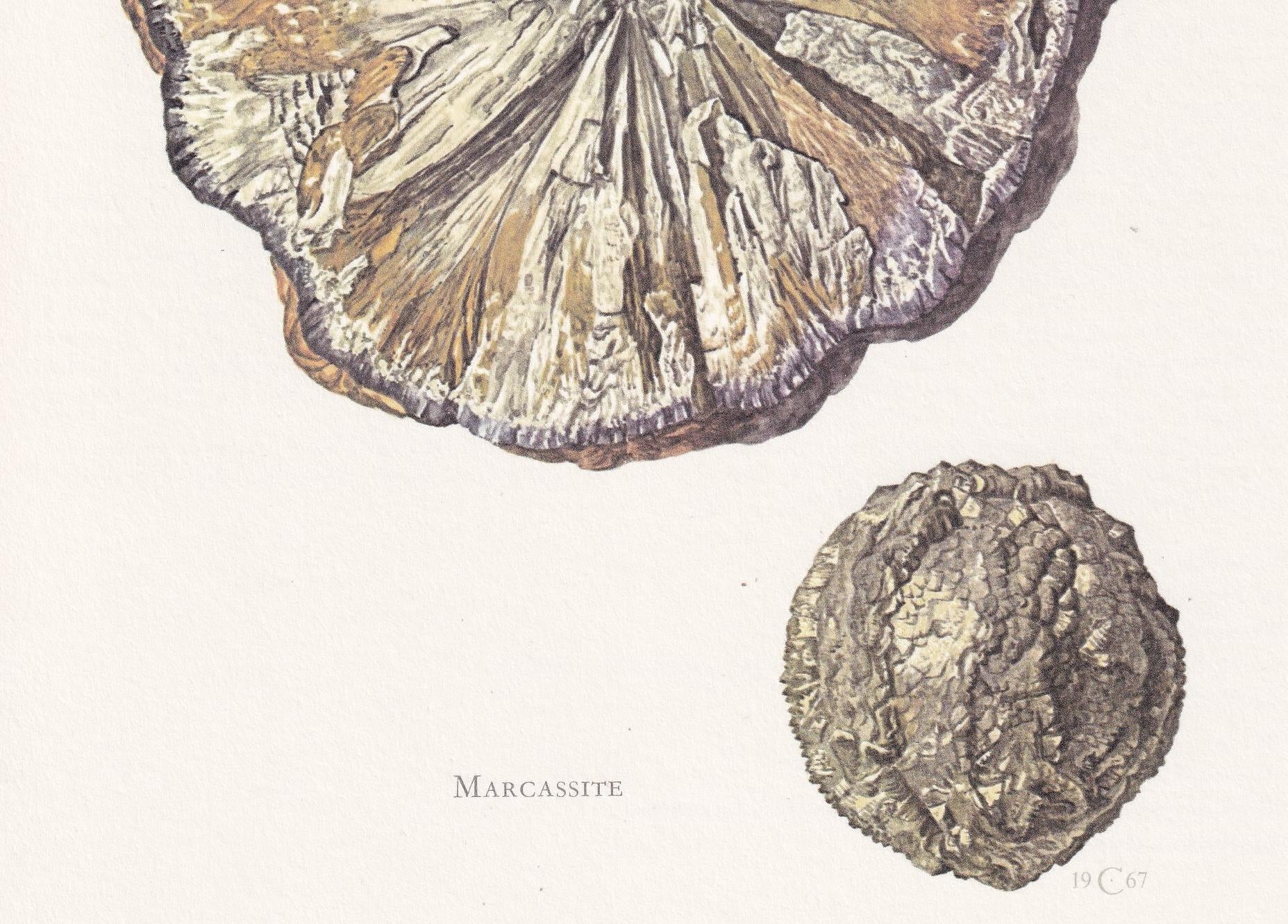 1968 MARCASITE Print - Mineral Wall Art Gift - Mineralogy Decor - Precious Stones - Vintage Rock Art - Element - 7.5 x 10.6 Inches