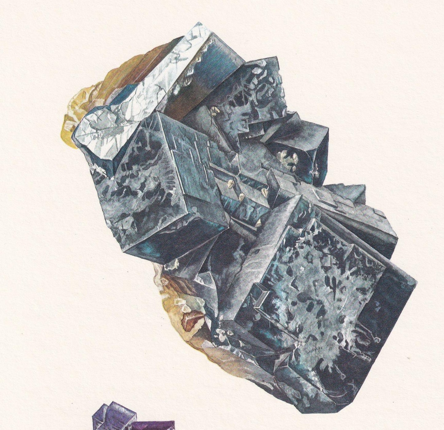 1968 FLUORITE (FLUORINE) Print - Mineral Wall Art Gift - Mineralogy Decor - Precious Stones - Vintage Rock Art - Element - 7.5 x 10.6 Inches