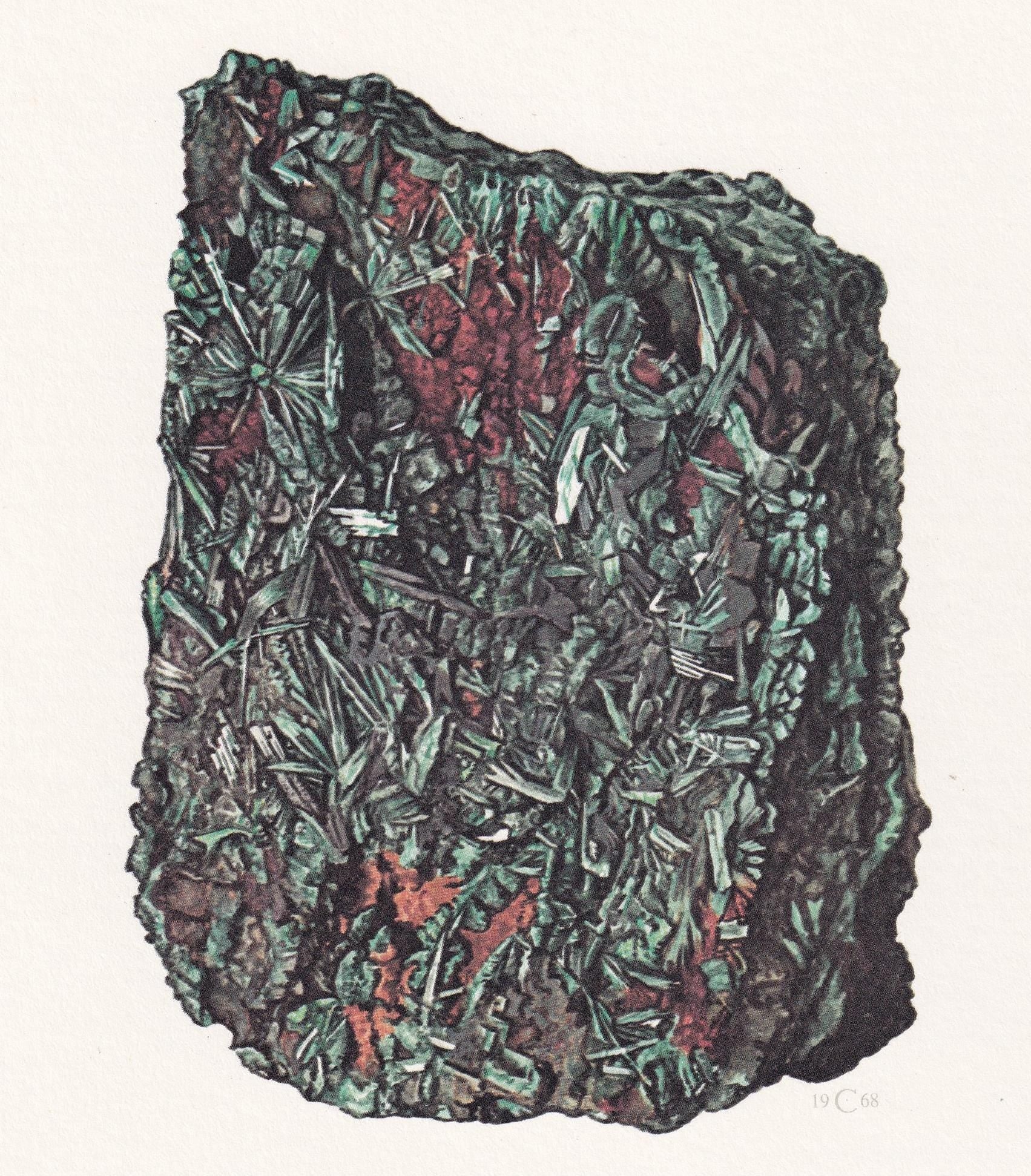 1968 ATACAMITE Print - Mineral Wall Art Gift - Mineralogy Decor - Precious Stones - Vintage Rock Art - Element - 7.5 x 10.6 I