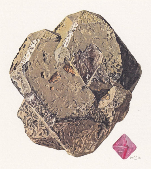 1968 SPINEL Print - Gemstone - Mineral Wall Art Gift - Mineralogy Decor - Precious Stones - Vintage Rock Art - Element - 7.5 