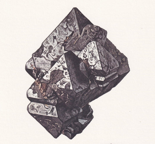 1968 MAGNETITE Print - Mineral Wall Art Gift - Mineralogy Decor - Precious Stones - Vintage Rock Art - Element - 7.5 x 10.6 I