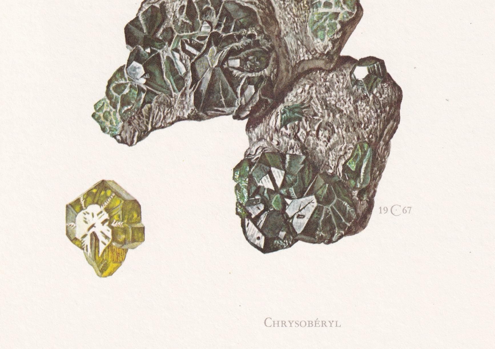 1968 CHRYSOBERYL Print - Gemstone - Mineral Wall Art Gift - Mineralogy Decor - Precious Stones - Rock Art - Element - 7.5 x 10.6 Inches