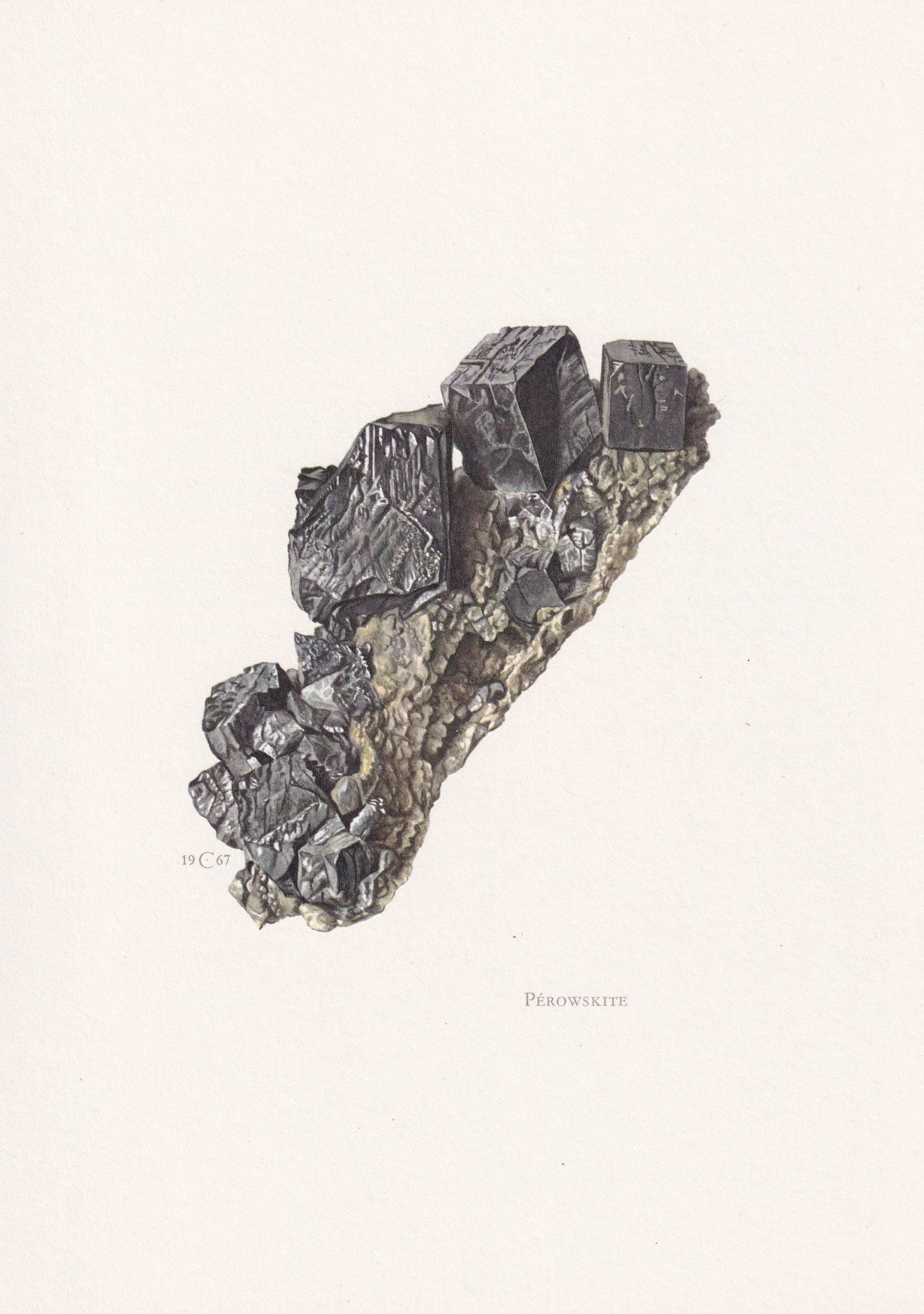 1968 PEROWSKITE Print - Mineral Wall Art Gift - Mineralogy Decor - Precious Stones - Vintage Rock Art - Element - 7.5 x 10.6 