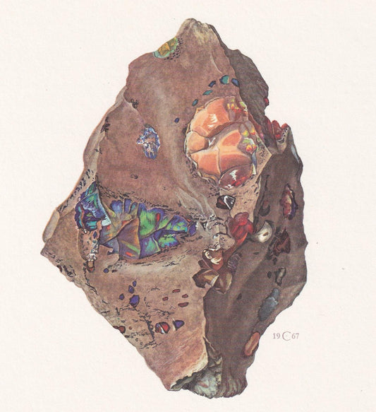 1968 OPAL Print - Gemstone - Mineral Wall Art Gift - Mineralogy Decor - Precious Stones - Vintage Rock Art - Element - 7.5 x 