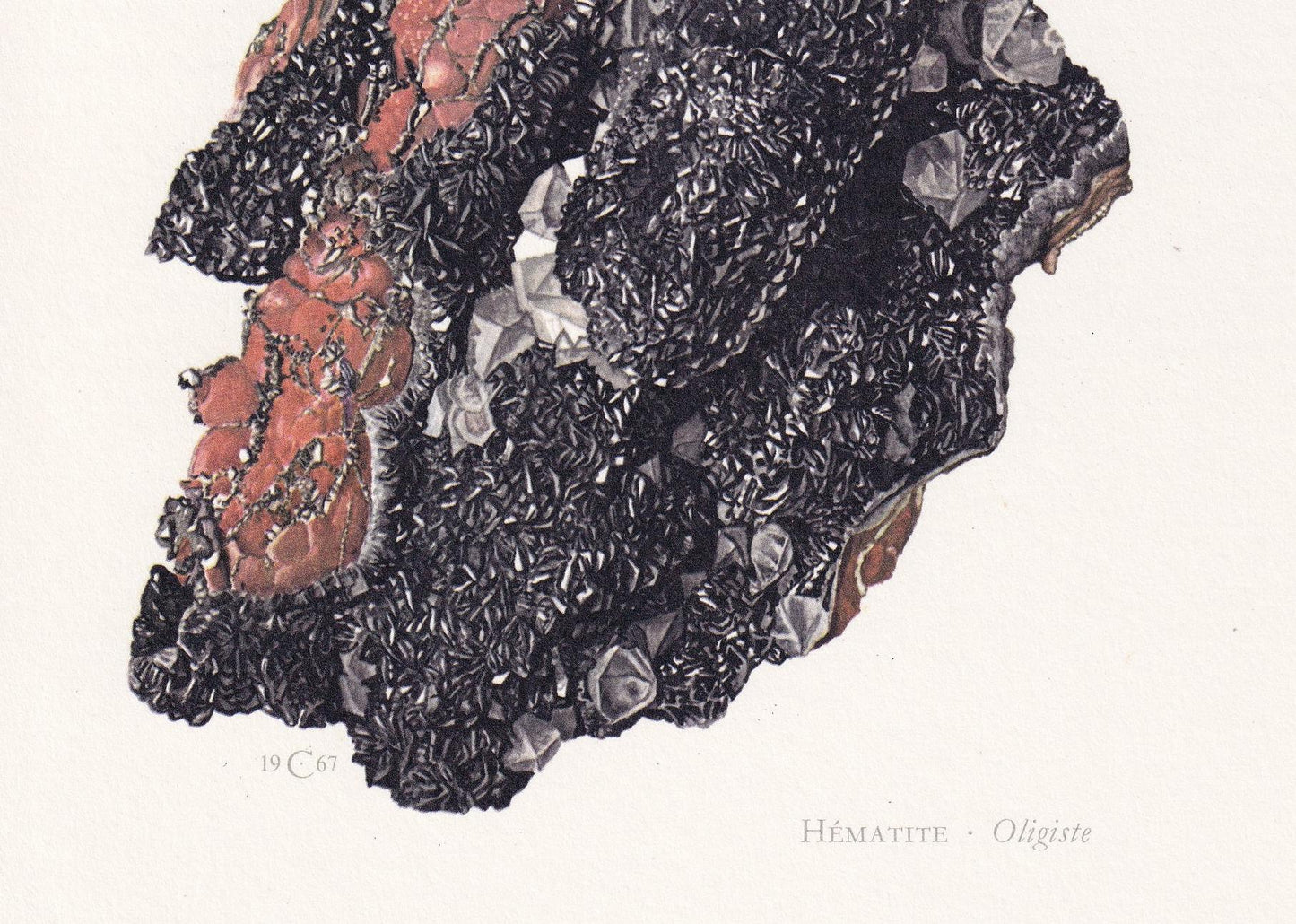 1968 HEMATITE Print - Mineral Wall Art Gift - Mineralogy Decor - Precious Stones - Vintage Rock Art - Element - 7.5 x 10.6 Inches