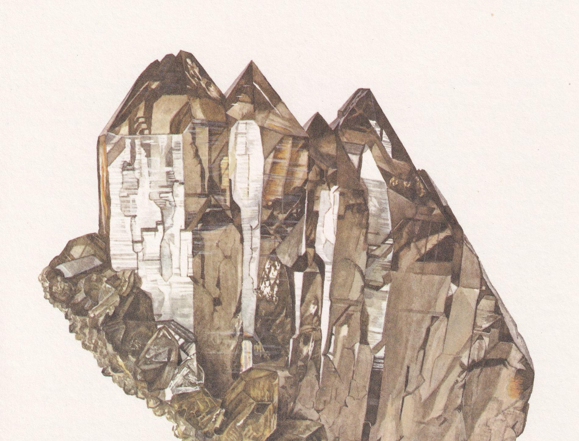 1968 QUARTZ Print - Crystal - Mineral Wall Art Gift - Mineralogy Decor - Precious Stones - Vintage Rock Art - Element - 7.5 x 10.6 Inches