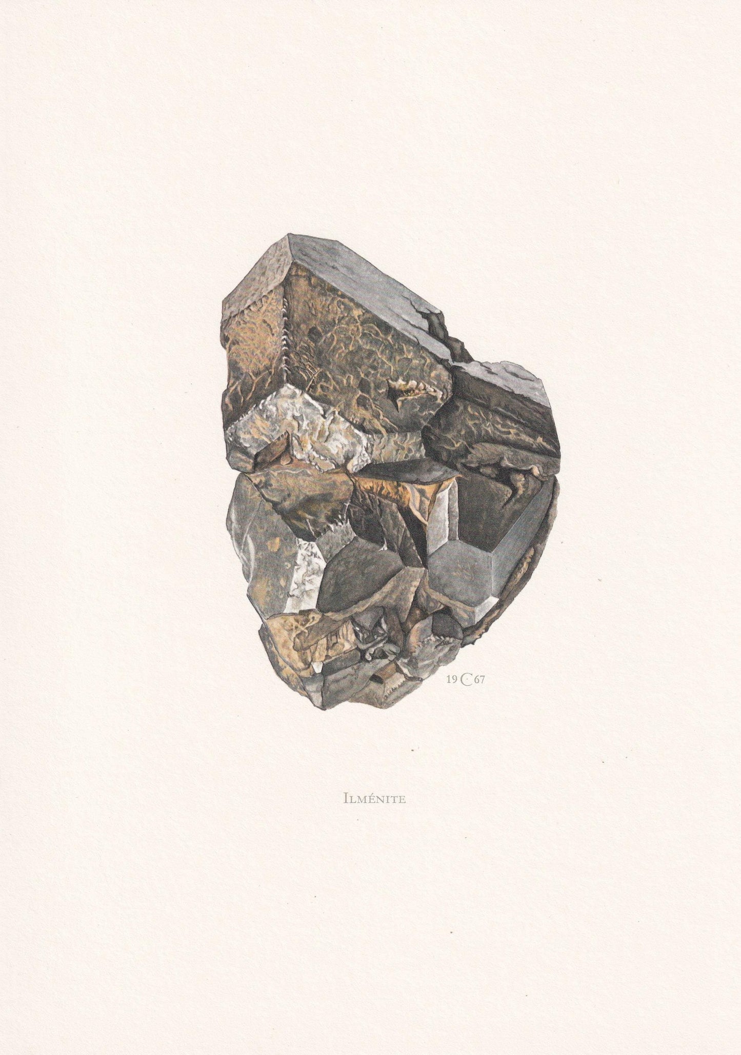 1968 ILMENITE Print - Mineral Wall Art Gift - Mineralogy Decor - Precious Stones - Vintage Rock Art - Element - 7.5 x 10.6 In