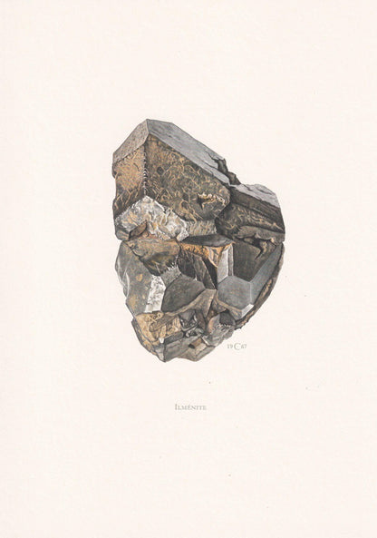 1968 ILMENITE Print - Mineral Wall Art Gift - Mineralogy Decor - Precious Stones - Vintage Rock Art - Element - 7.5 x 10.6 In