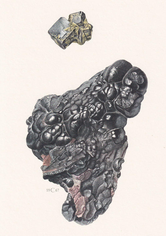 1968 URANINITE (PITCHBLENDE) Print - Mineral Wall Art Gift - Mineralogy Decor - Precious Stones - Rock Art - Element - 7.5 x 