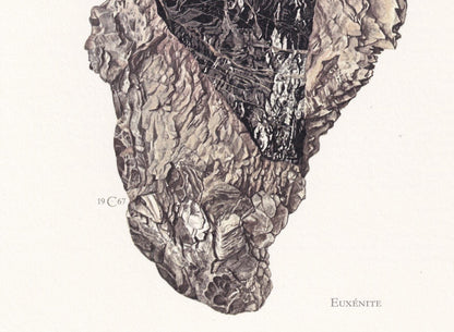 1968 EUXENITE Print - Mineral Wall Art Gift - Mineralogy Decor - Precious Stones - Vintage Rock Art - Element - 7.5 x 10.6 Inches