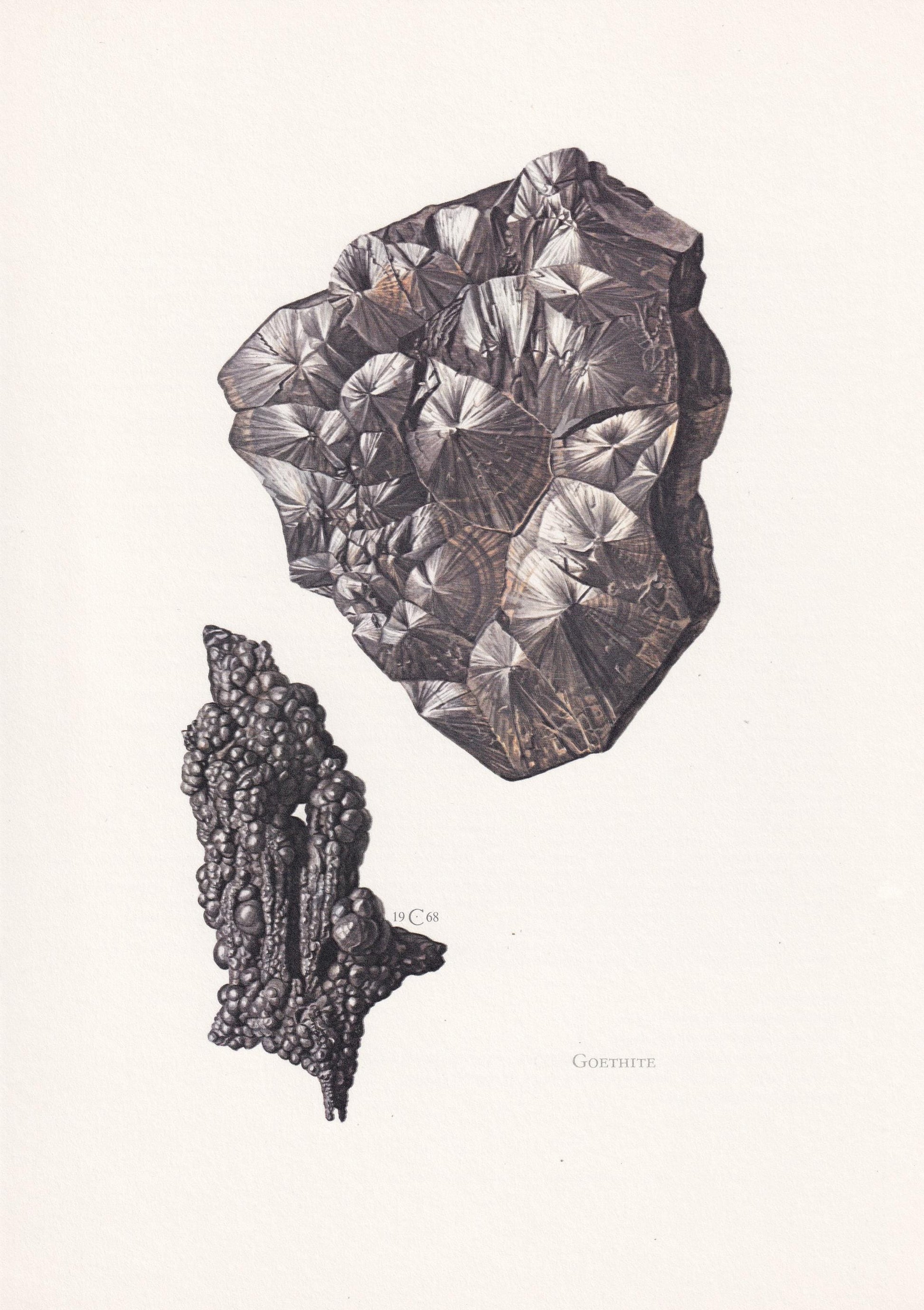 1968 GOETHITE Print - Mineral Wall Art Gift - Mineralogy Decor - Precious Stones - Vintage Rock Art - Element - 7.5 x 10.6 Inches